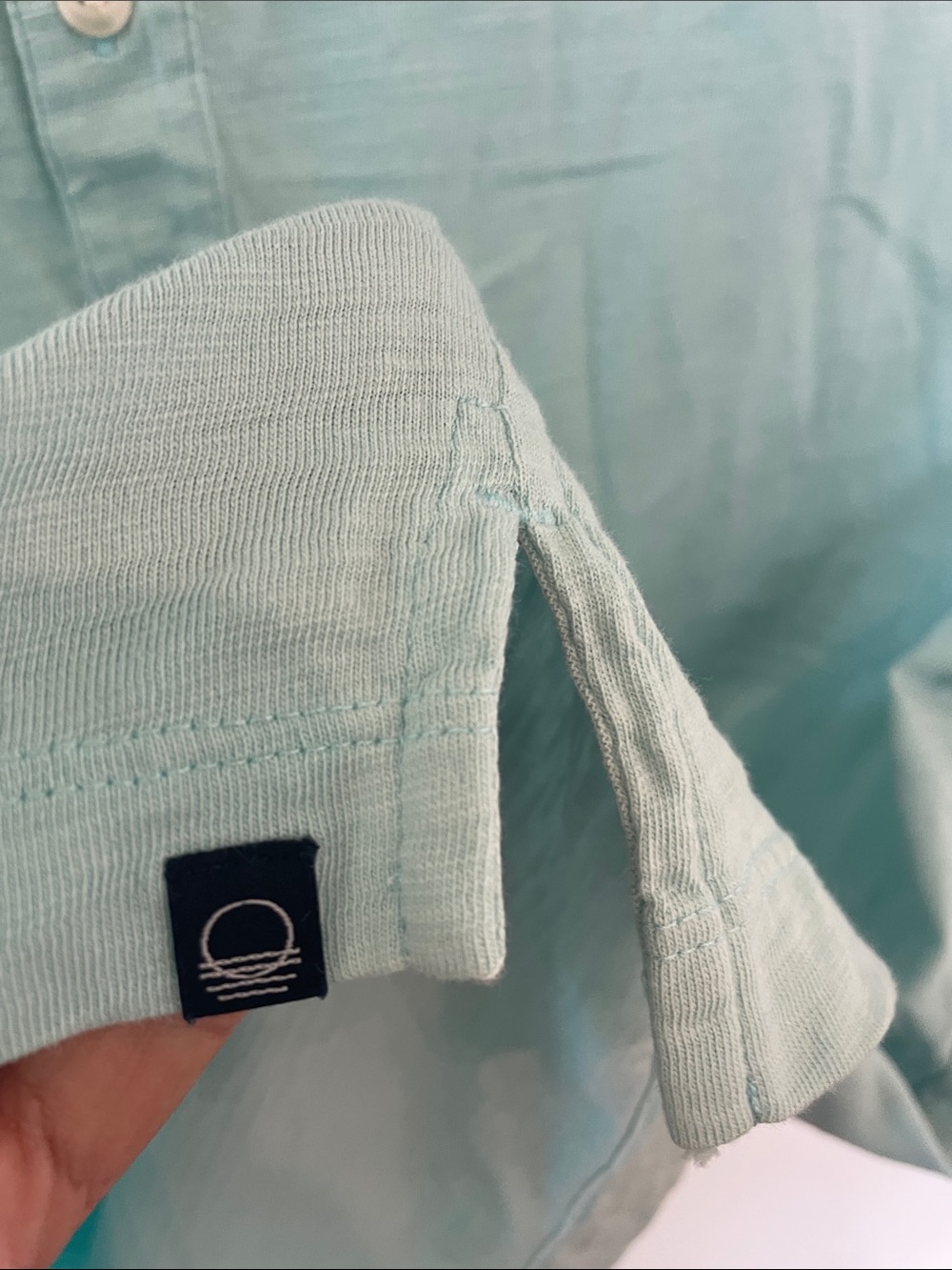 Even Tide Cotton Premium Men's Polo in Light Aqua. Extra button. EUC - Picture 5 of 7